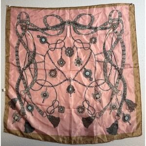 Elegant Pink Chain‎ Scarf Accessory Polyester Tassels Gold Trim Fashion